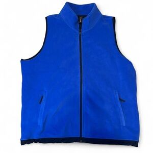Men's Blue Fleece Vest Jacket - Classic Sleeveless Zip Front